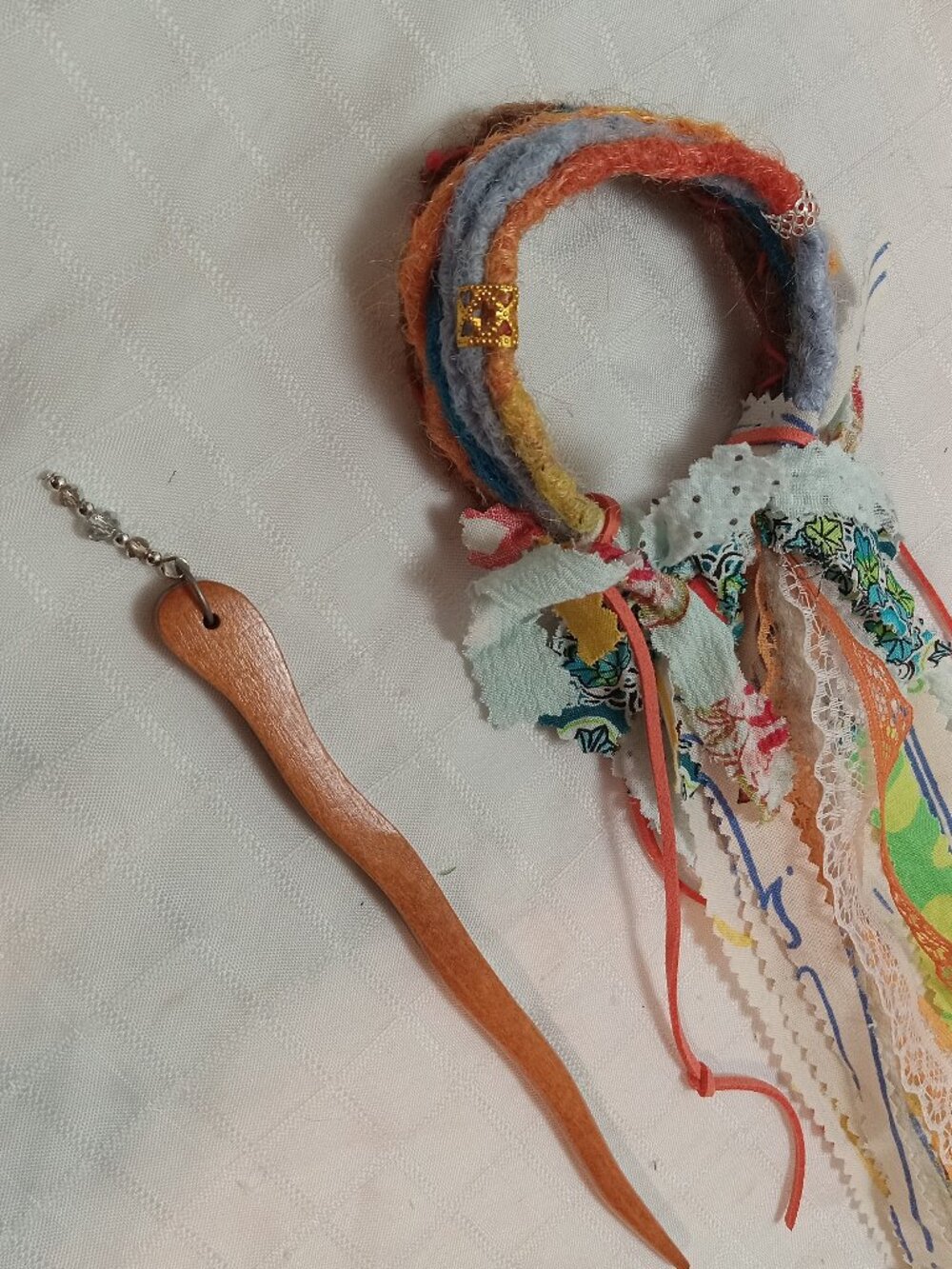 One of a kind round dreads /hair wrap made of synthetic dreads & pic